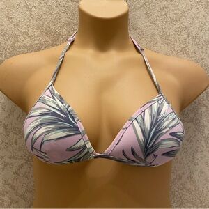 Victoria's Secret Leaf Print Bikini Top in Lavender and Green
